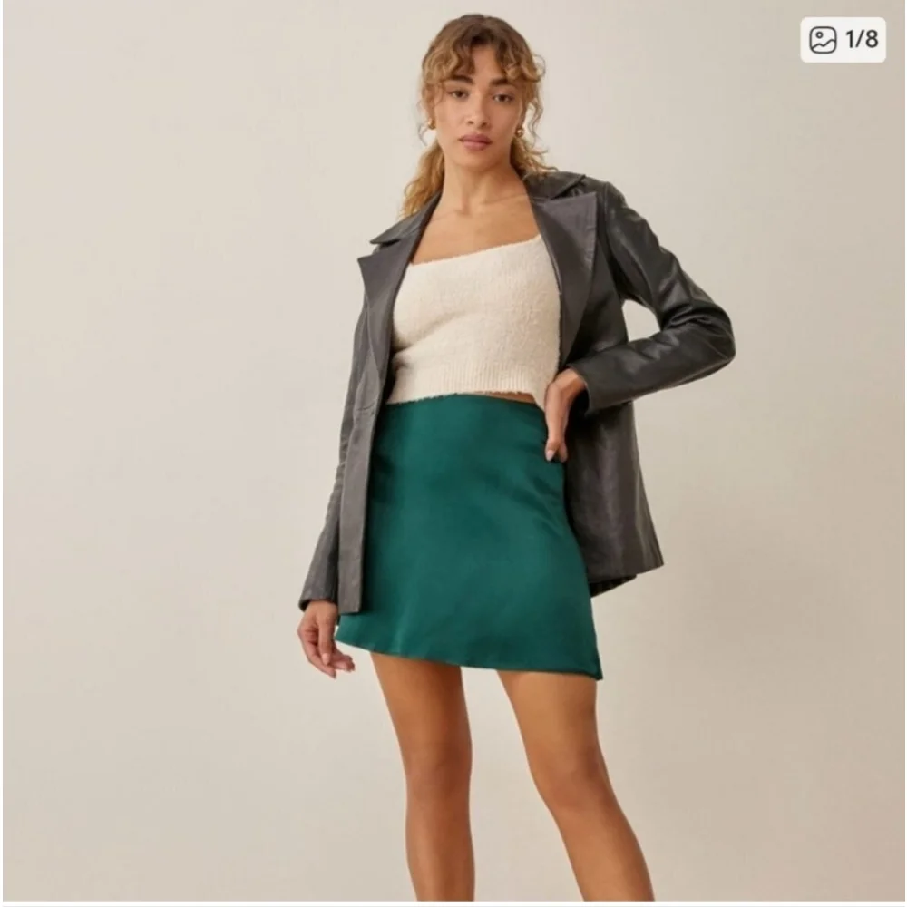 Reformation Benson 100% Silk Mini Skirt - Picture 1 of 7